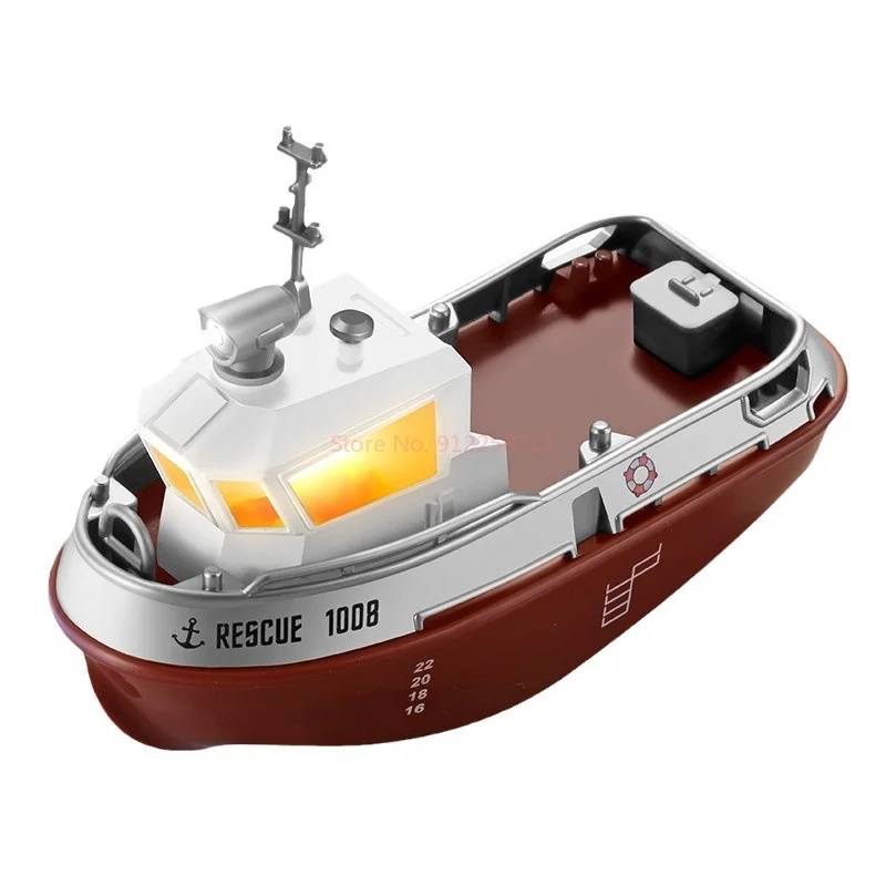 1:32 Mini zdalnie sterowana łódź ratownicza 2.4g Rc Tugboat Led Light Rc Ship Lighting Elektroniczne łodzie Rc Zabawki wodne Chłopcy Dziewczynki Prezent