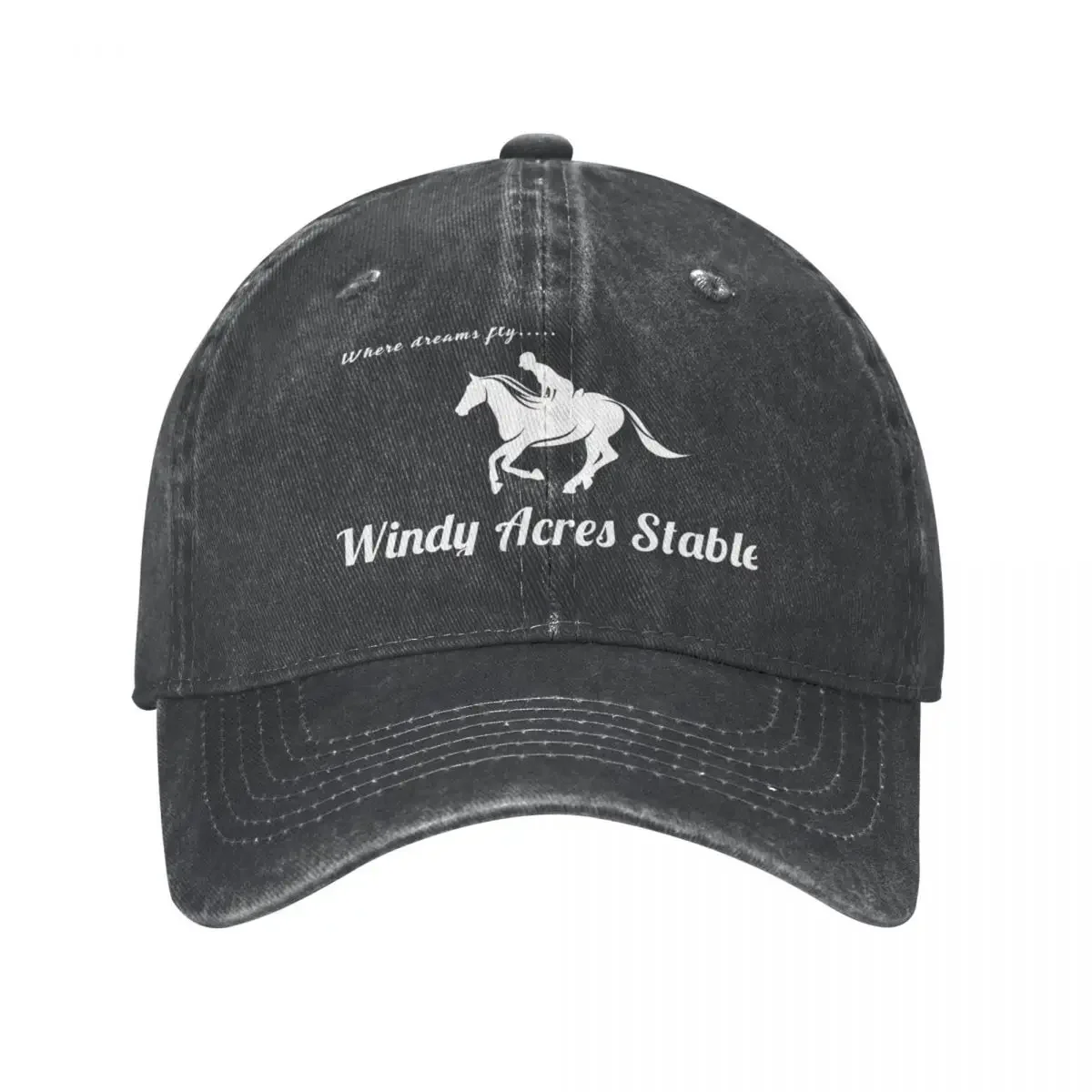 Windy Acres Logo for dark coloured background Cowboy Hat Hat Beach Gentleman Hat Bobble Custom Cap Women's Beach Visor Men's