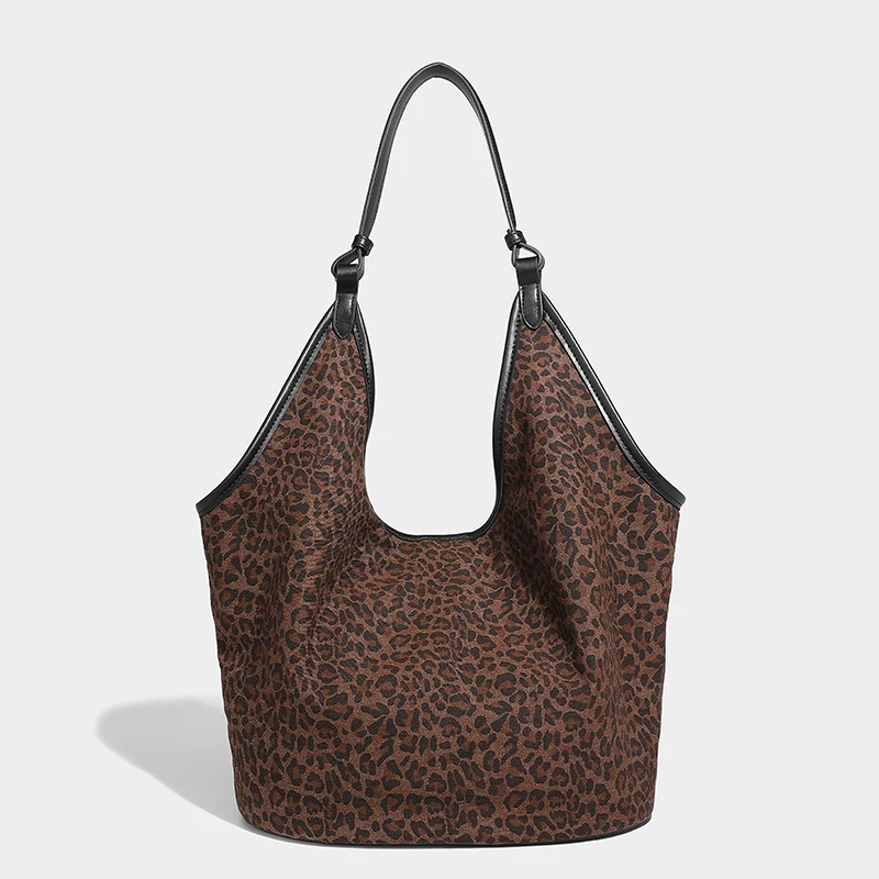 JIOMAY-Vintage Large Leopard Tote Bags Women's Fashion Y2k Shoulder Bag High Quality Aesthetic Large Capacity New Handbags