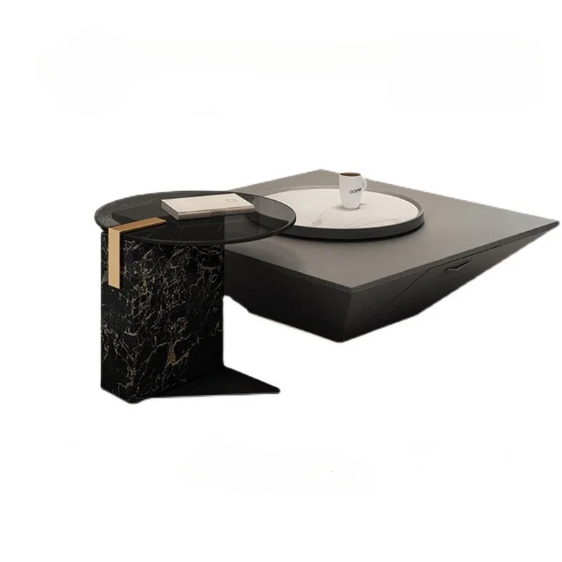 

Italian rock slab coffee table combination, modern simplicity, living room home use, high-end minimalist villa inverted triangul