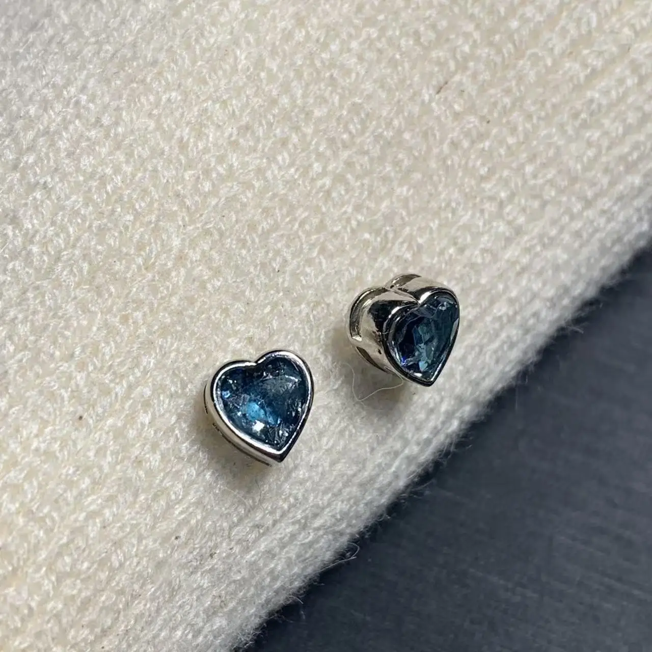 

SMALL HEART 5MM Natural DARK Blue Topaz Stud Earrings For Women 925 Sterling Silver Jewelry Gift Simple Jewelry WEDDING SIMPLE