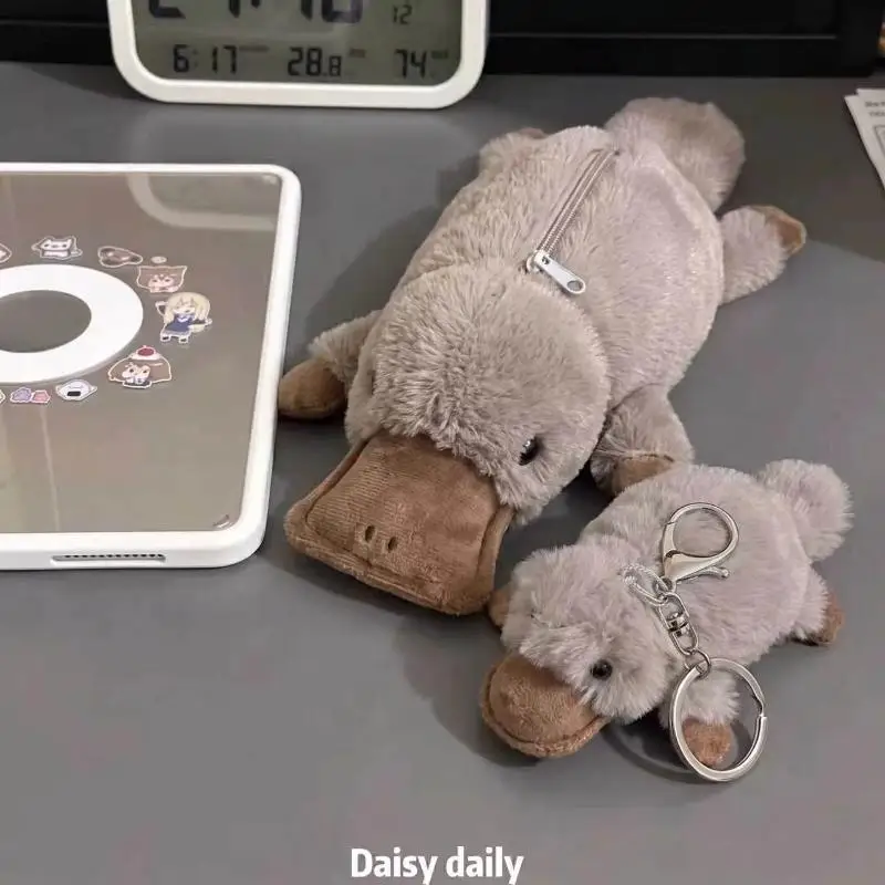 【F】Cute Plush Platypus Keychain Kawaii Soft Stuffed Doll Pendant Creative Backpack Handbag Hanging Decor Key Holder Gifts