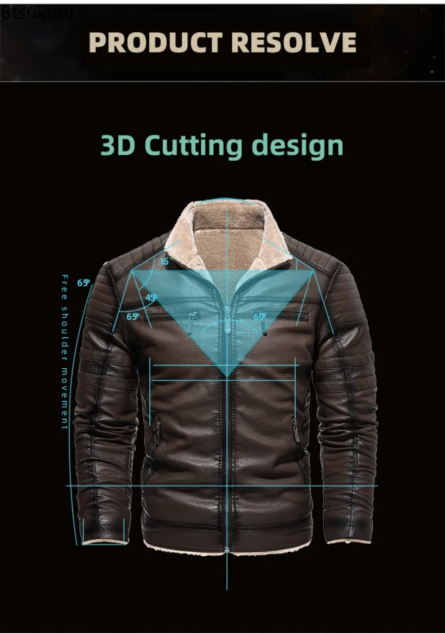 2025 New Men's Faux Leather Jackets Autumn Winter Casual Motorcycle Biker PU Jackets High Quality Men Retro Slim Warm Outerwear