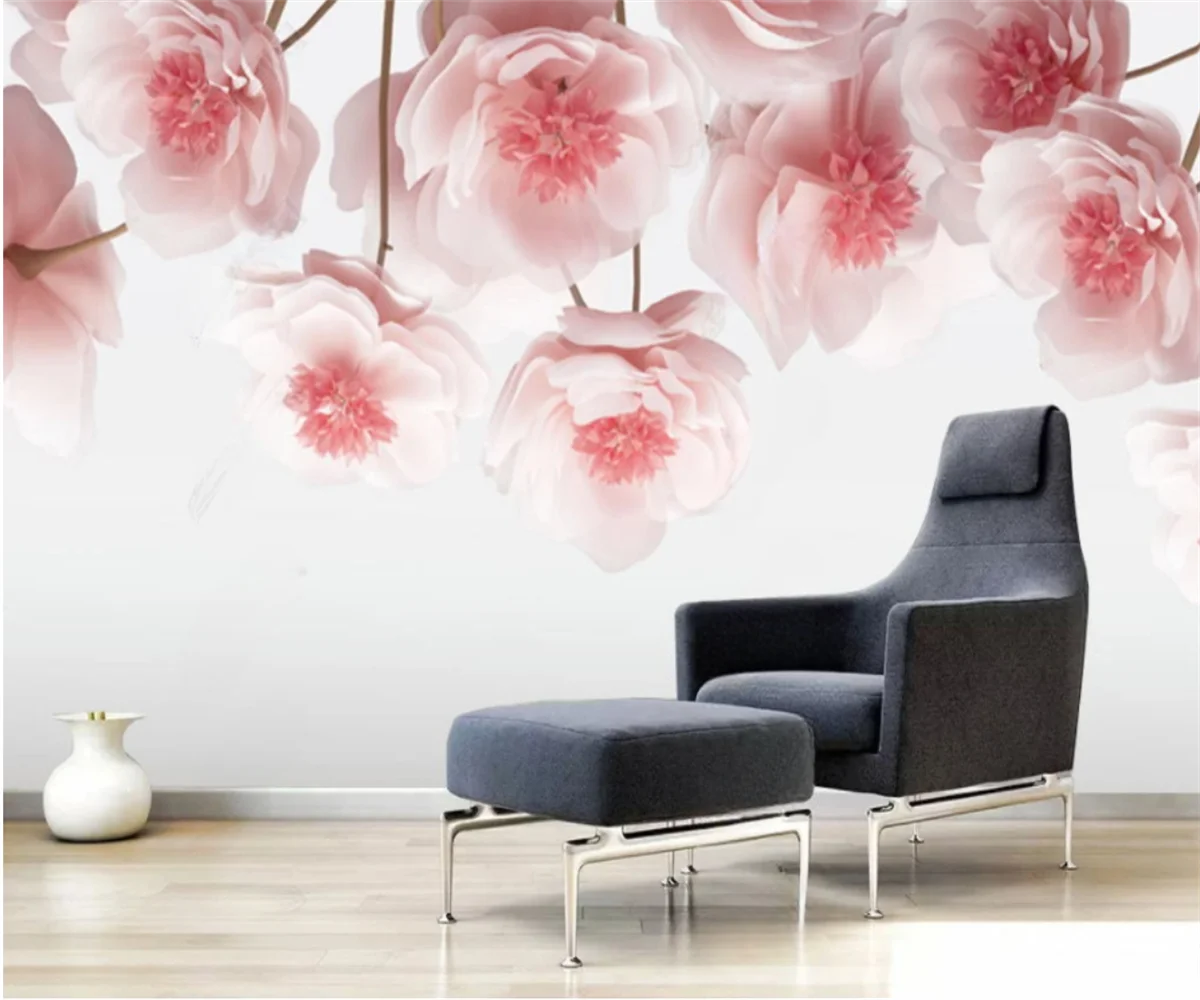 Custom Wallpaper Modern minimalist hand-painted floral three-dimensional oil painting sofa bedroom background wall 3d wallpaper