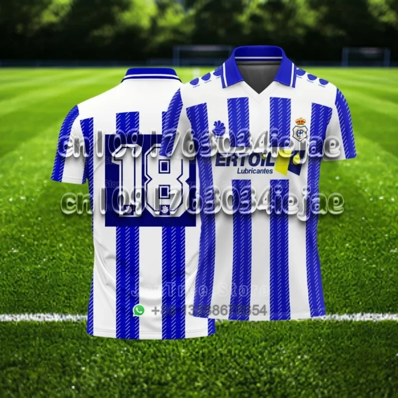 

Recreativo de Huelva Summer Sports POLO Shirt Men Casual Short Sleeve Lapel 3d Print T-shirt Striped Retro Fashion Top Outdoor