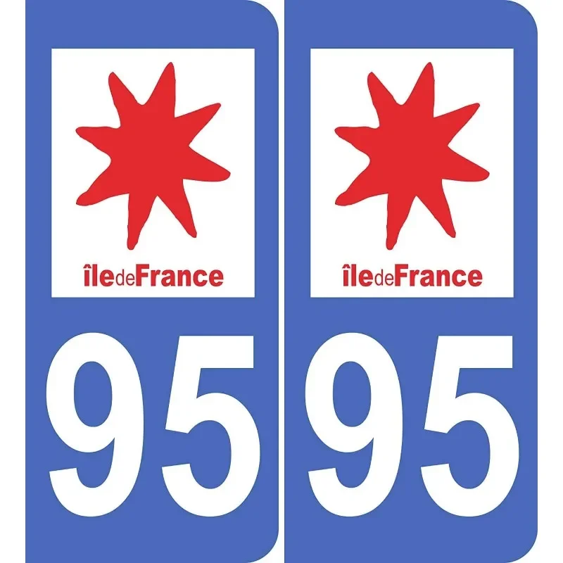 For x2 Jintora sticker 95 val d'oise Ile de France license plate Department  10cm*4.5 cm