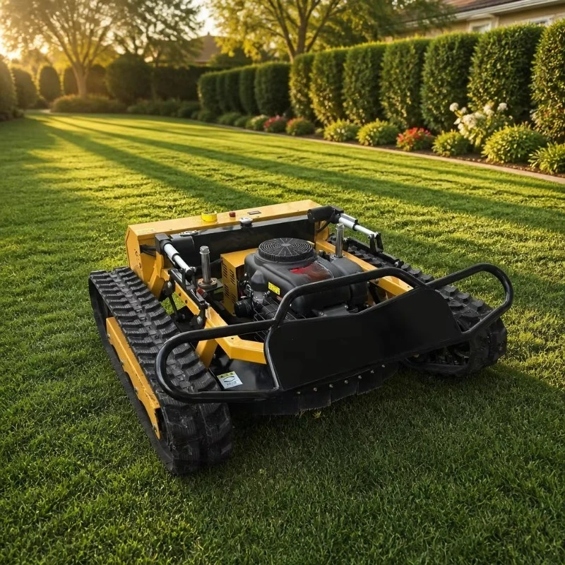 Tracked Remote Control Lawn Mower for Steep Slopes Farm Field Orchard Grass Cutting 500m Remote Range High Low Speed Mode