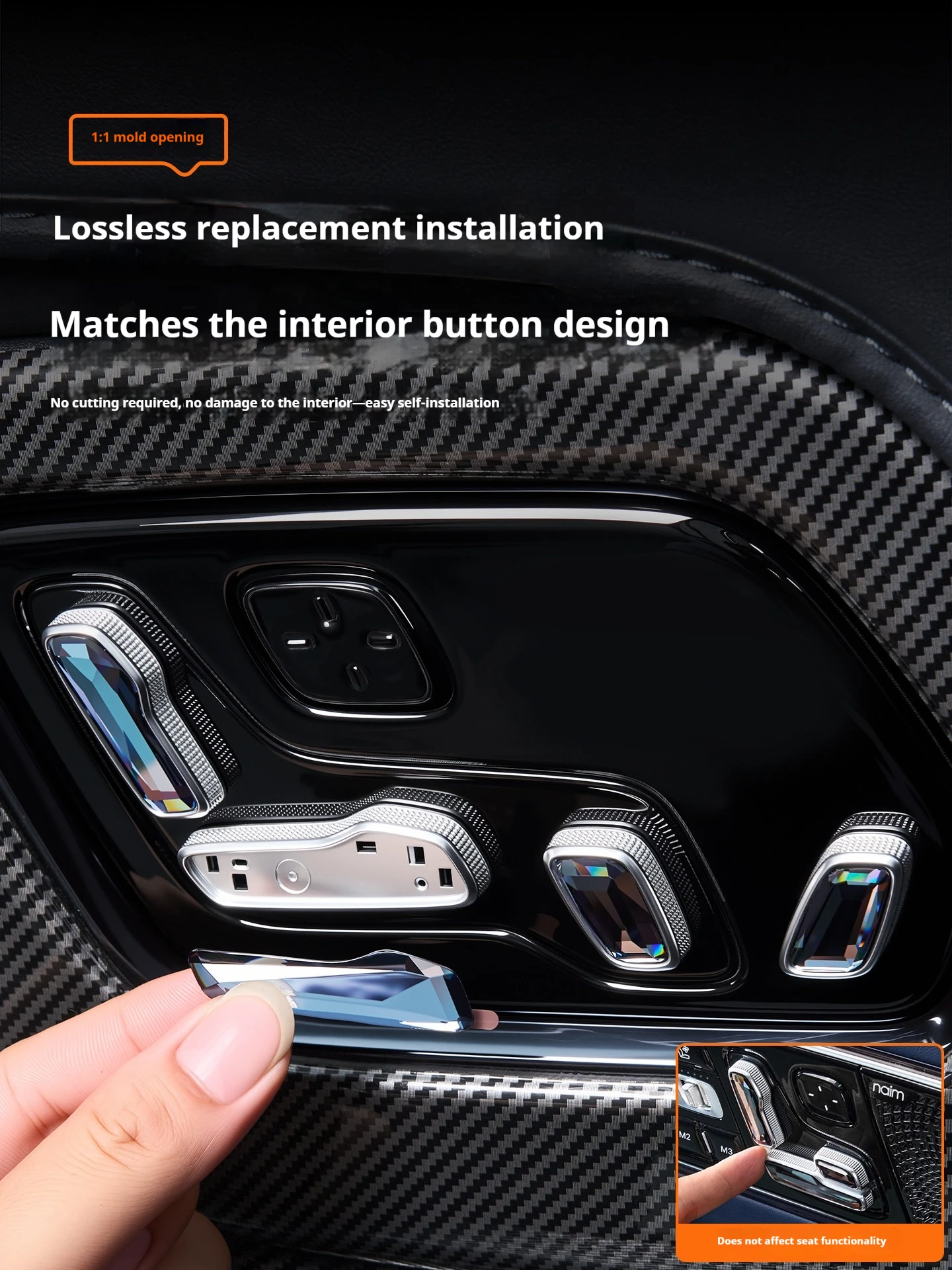 For ZEEKR 9X Interior Crystal Button Overlays – 6-Seater