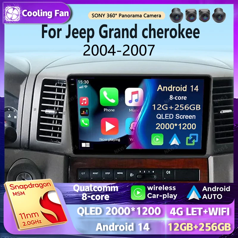 

Android 14 для Jeep Grand cherokee 2004 2005 2006 2007 Автомобильный радиоприемник GPS Мультимедийный плеер DSP Carplay + Автоматический 8-ядерный Android Стерео