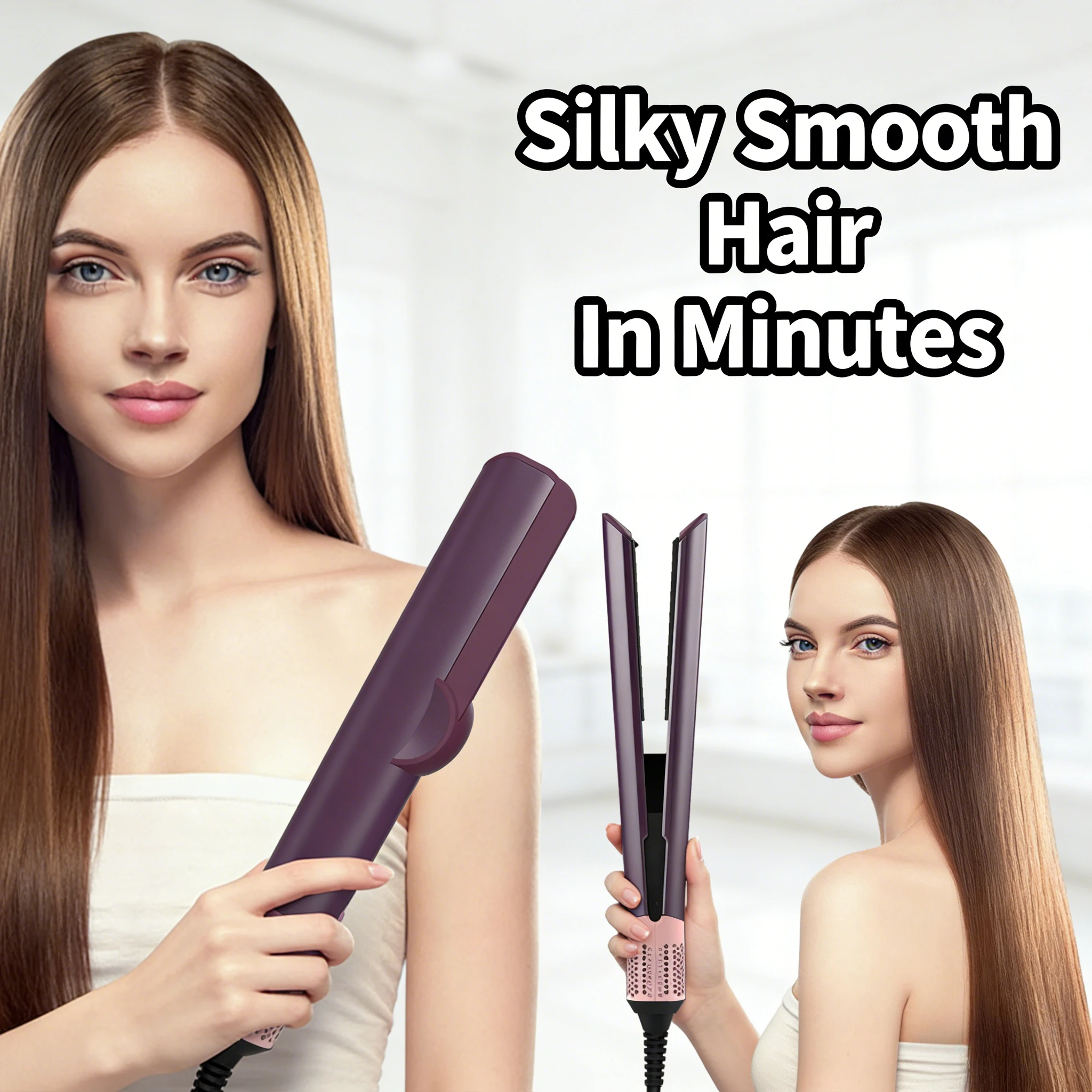 Secador y Plancha de Pelo 2 en 1: Herramienta Profesional con Iones Negativos para Peinar Cabello Húmedo/Seco (UE)