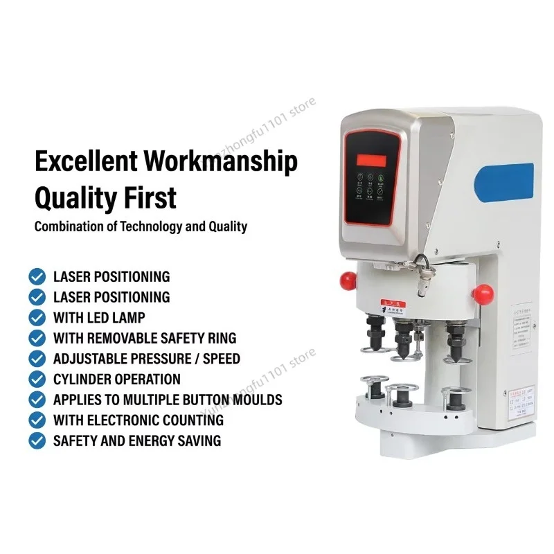 MC 838Q Electronic 3 Heads Servo Snap Button Attaching Machine, 90° Swing Angle, 550W, Without Flat Sewing Table