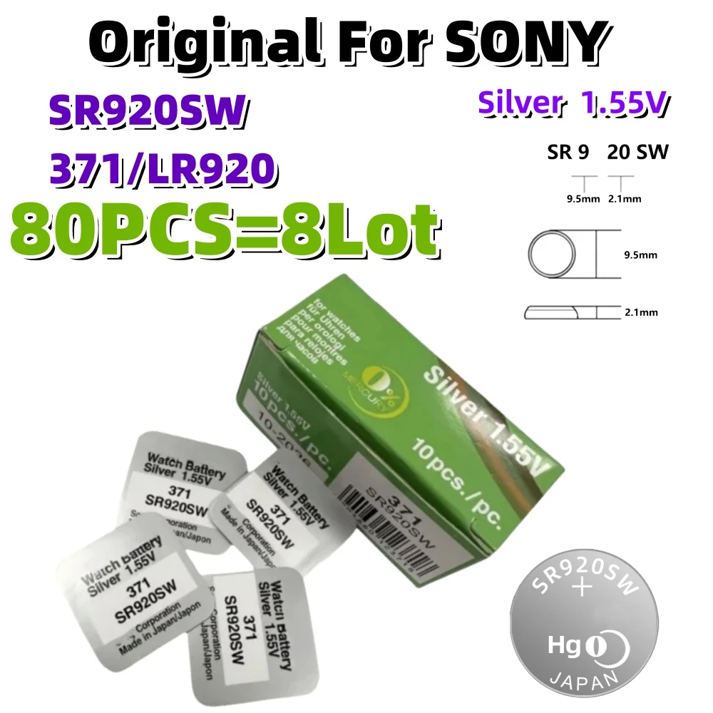 

80PCS SR920SW Original For SONY AG6 371 LR920 SR927 171 370 L921 LR69 SR920 Button Batteries For Watch Toys Remote Cell Coin