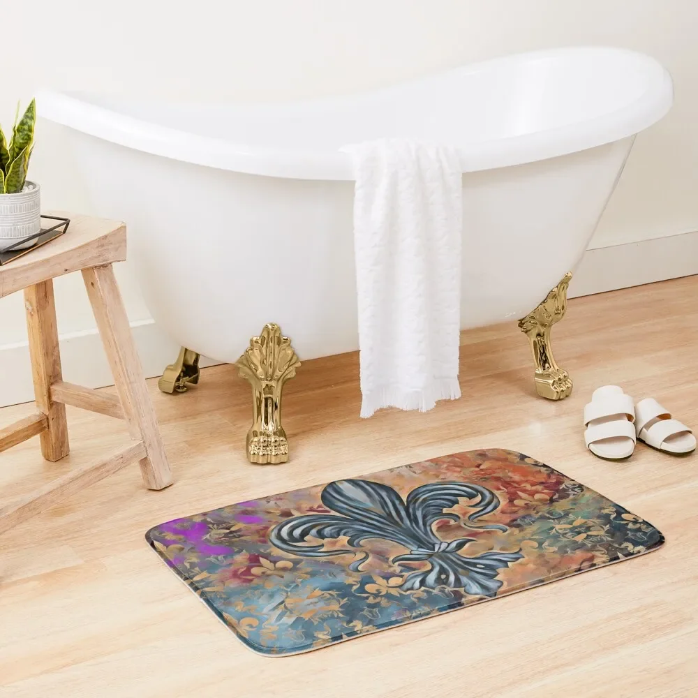 

Vintage Fleur-de-lis ornament Bath Mat Front Door Bathroom Accessories Carpet For Shower Mat