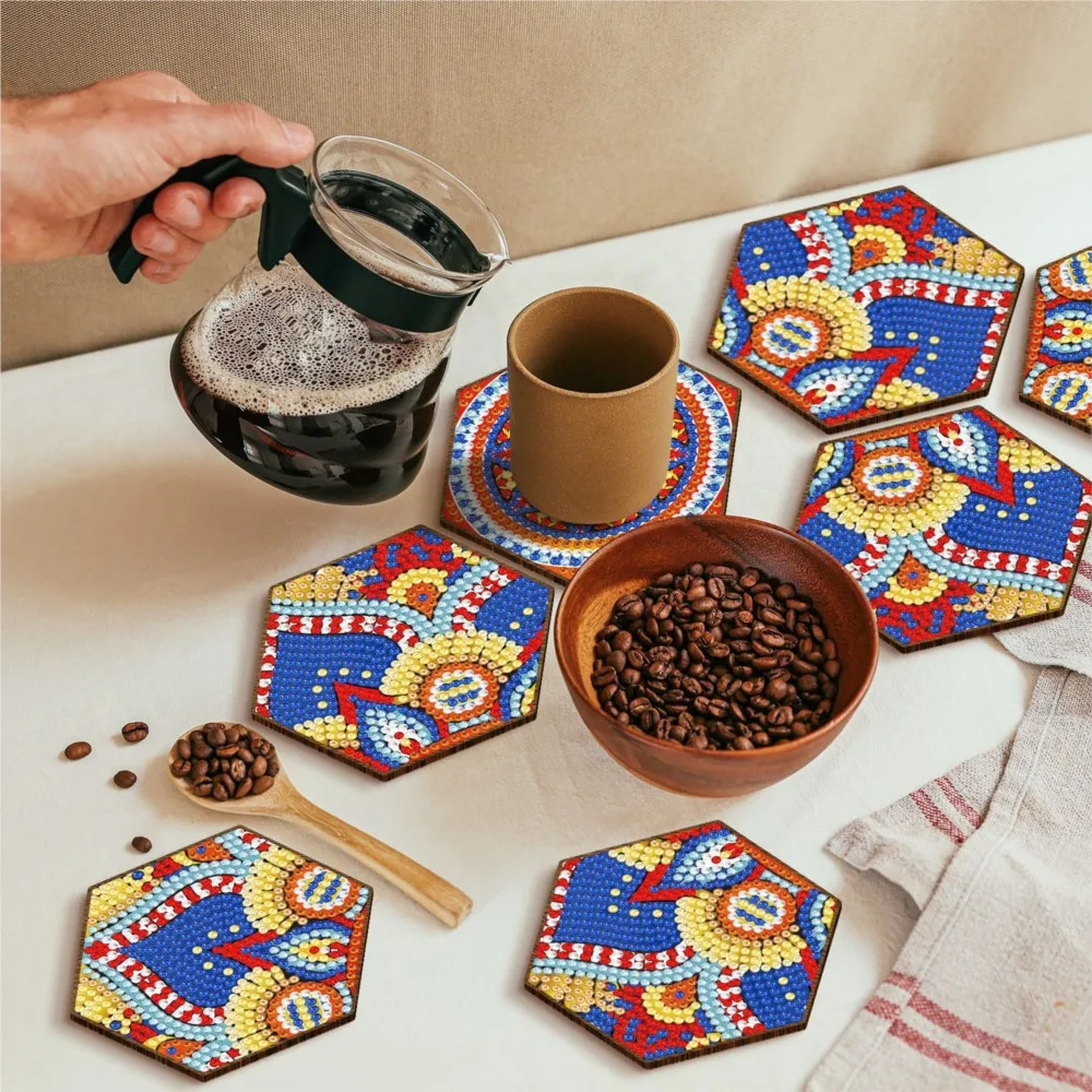 

Diamond DIY Art Coasters Stand Kit For Mug Tea Coffee Cup Pad Heat Resistant Drink Mat Home Table Tea Coffee Cup Pad Tableware
