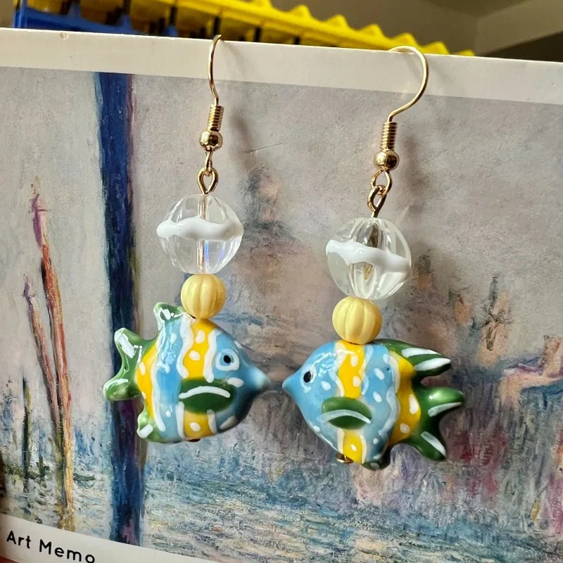 

Cute Tropical Fish Earrings Creative Hand-painted Small Fish Statement Earrings Women Kawaii Goldfish Earring Jewelry Wholesale