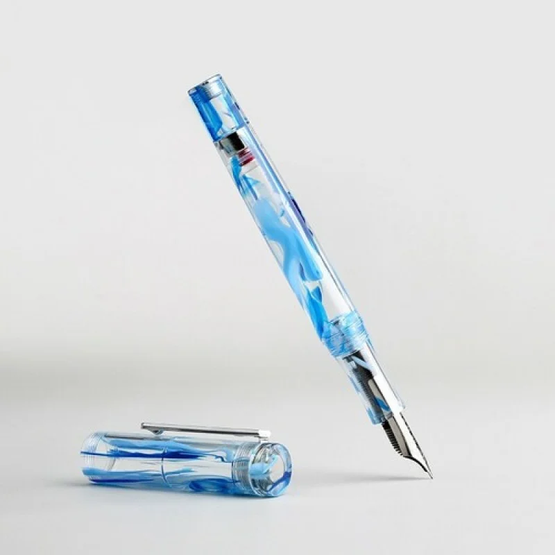 A+ Penbbs 487-79 Acrylic Magnetic Piston Fountain Pen Extra Fine Nib EF Writing # sZ.