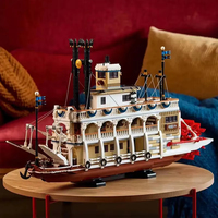New creative river steamboat building blocks steamboat model transportation assembly brick toy gifts for children adult boys hol