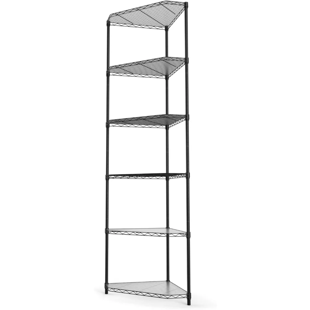 

Wire Shelving Unit 6 Tier NSF Metal Corner Shelf , 600lbs Capacity Heavy Duty Adjustable Pentagonal Storage Rack with Shelf Line
