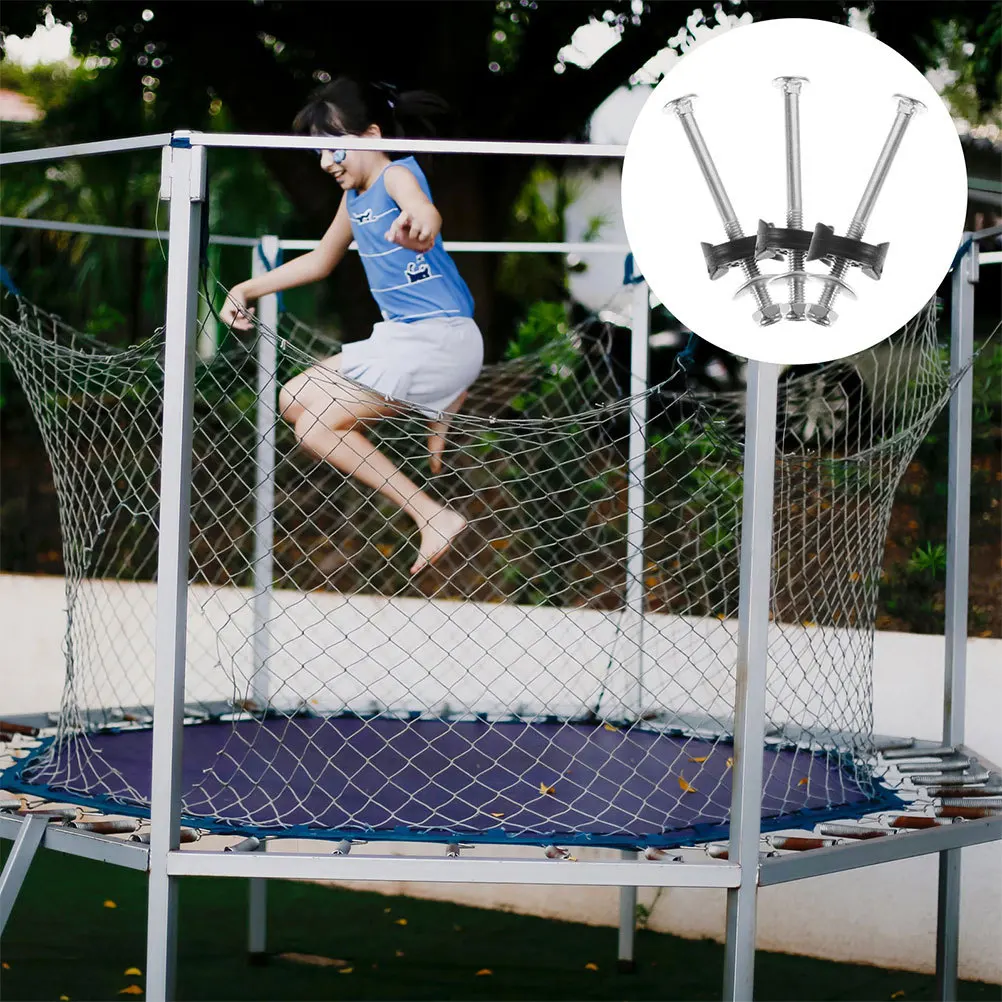 

5pcs Trampoline Screws Galvanized Steel Wear-Resistant Fixing Hardware For Repair Replacement Long Screws Stability Tool Fitness