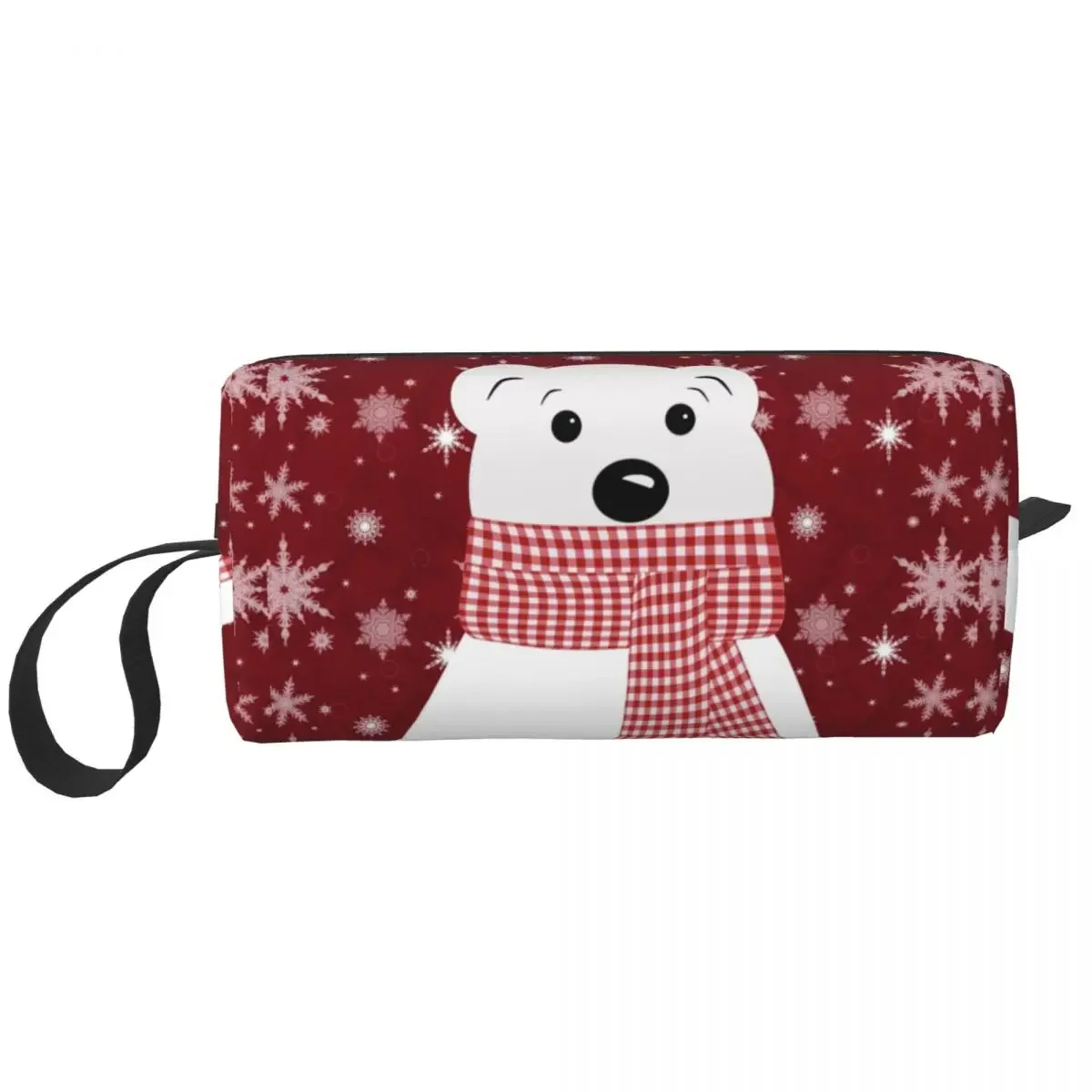 

Christmas Polar Bear Makeup Bag Large Cosmetic Bag for Men Women Winter Snow Toiletry Bag Accessories Organizer