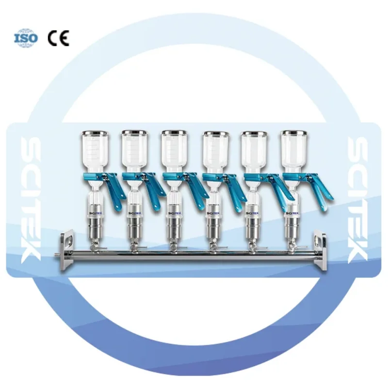 SCITEK 6-Branch Manifolds Vacuum Filtration System 300ml Glass Funnel Filter Equipment
