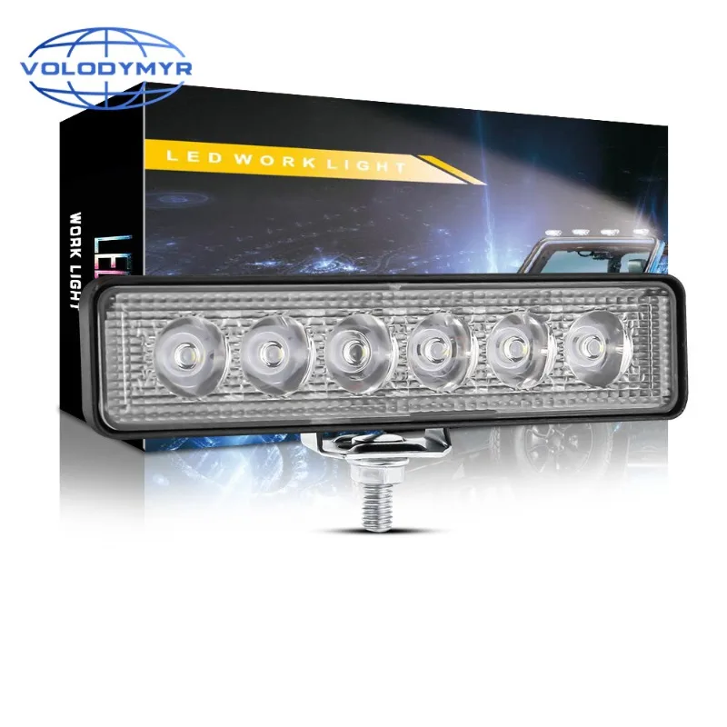 

Volodymyr 12V Car LED Light Bar 18W 6500K IP65 Waterproof Super Bright Car LED Work Light Headlights DRL Driving Aluminum Lamp