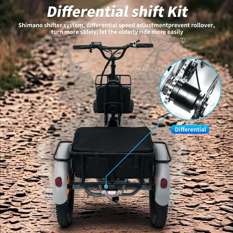 2026 Adult Hidoes T2 Tricycle Three-wheeled Passenger Tricycles Electric Assist Pedal Cargo Bike 7 speed Electric Trike Far