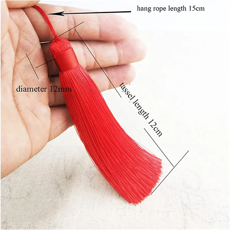 12cm Silk Tassel Polyester Hanging Ring Silk Rope Tassels Fringe Trim DIY Sewing Accessories Home Curtain Pendant Decoration