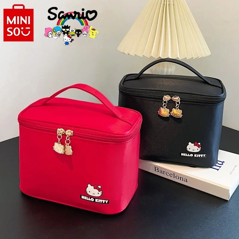 

Miniso Hello Kitty 2024 косметичка модная Высококачественная женская сумка для мытья мультяшная Повседневная вместительная Портативная сумка для хранения