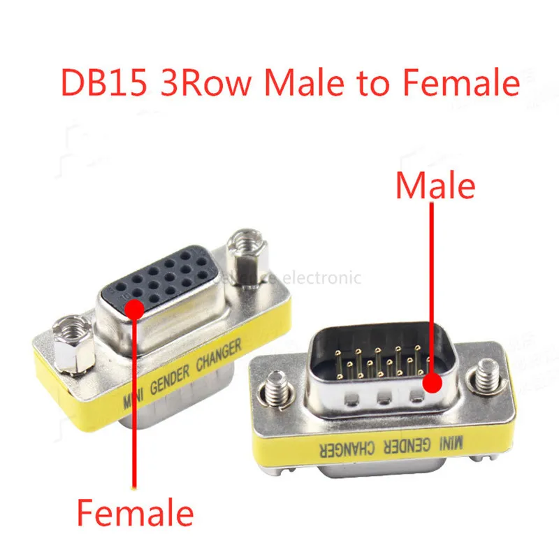 2/5PCS DB9 9/15/25Pin Gender Changer Adapter RS232 Serial Plug Mini Com Connector Male to Female Male to Male Female to Female