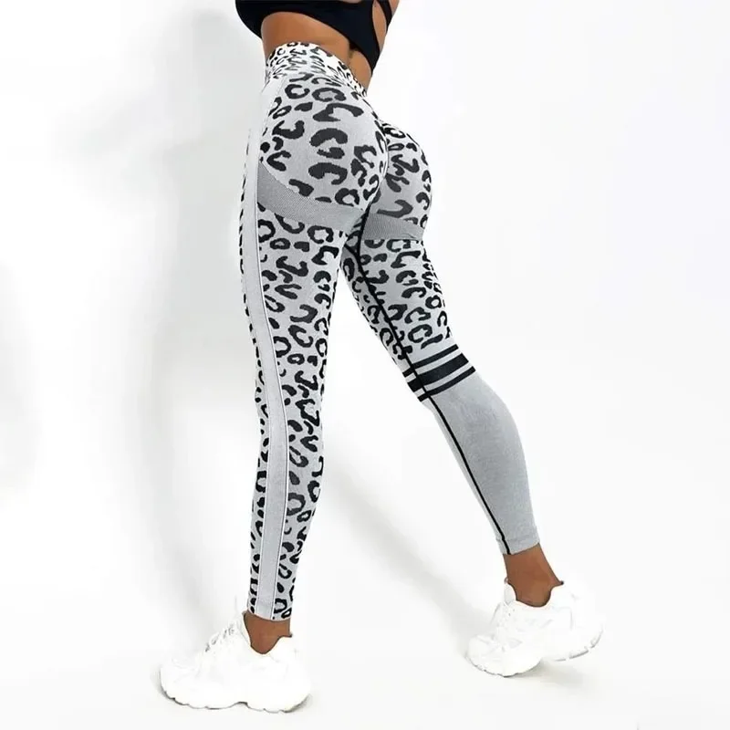 Women Sexy Leopard Leggings High Waist Seamless Leggings Fitness Hip Liftting Knit Fashion Tights Gym Trainning Yoga Leggings