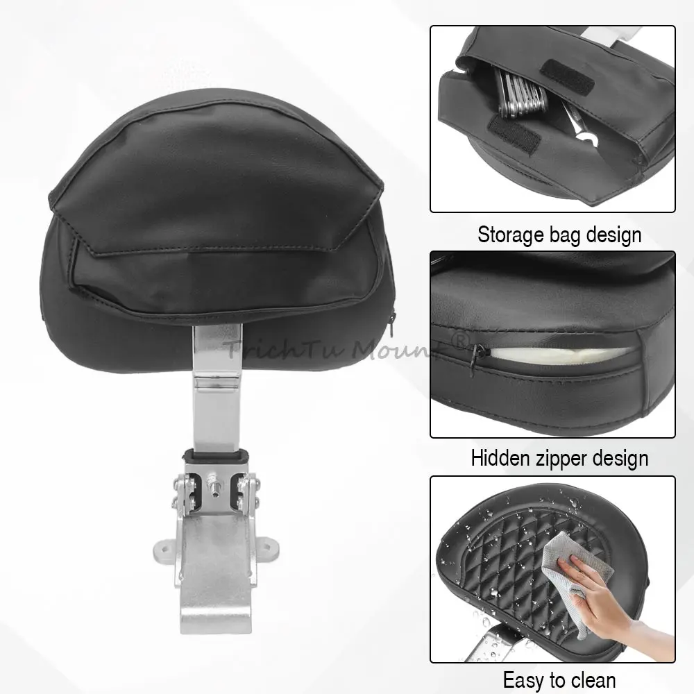 For Victory Cross Country/Tour, Cross Roads, Magnum, Hard-Ball 2010-2017 Adjustable Plug-in Rider Driver Backrest Sissy Bar Pad