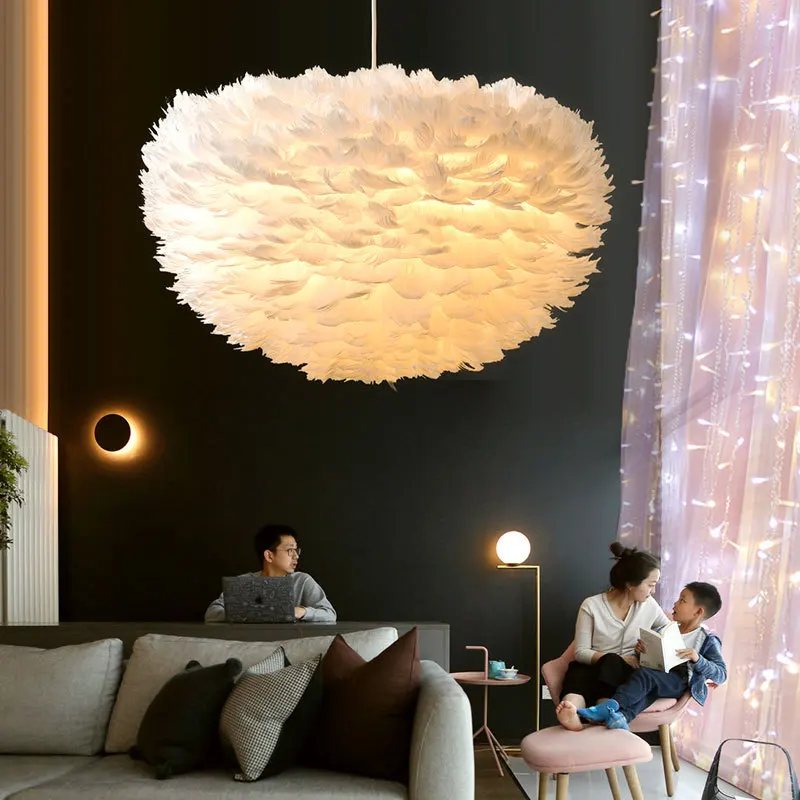 

New Modern Led Feather Chandelier Dining Hall Living Lighting Bedroom Gloss Interior Lighting Decorative Lights Home Decor