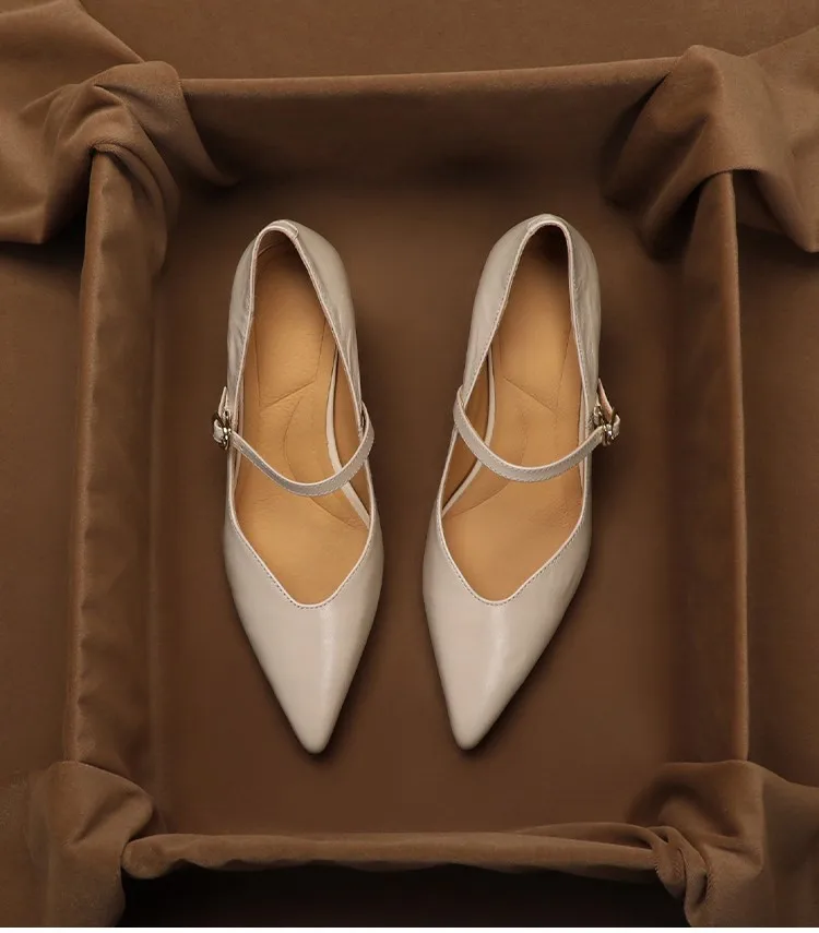 

SHOEBOX French commuting pointed toe single buckle Mary Jane shoes women's 2026 spring slim heel mid heel shallow single shoes