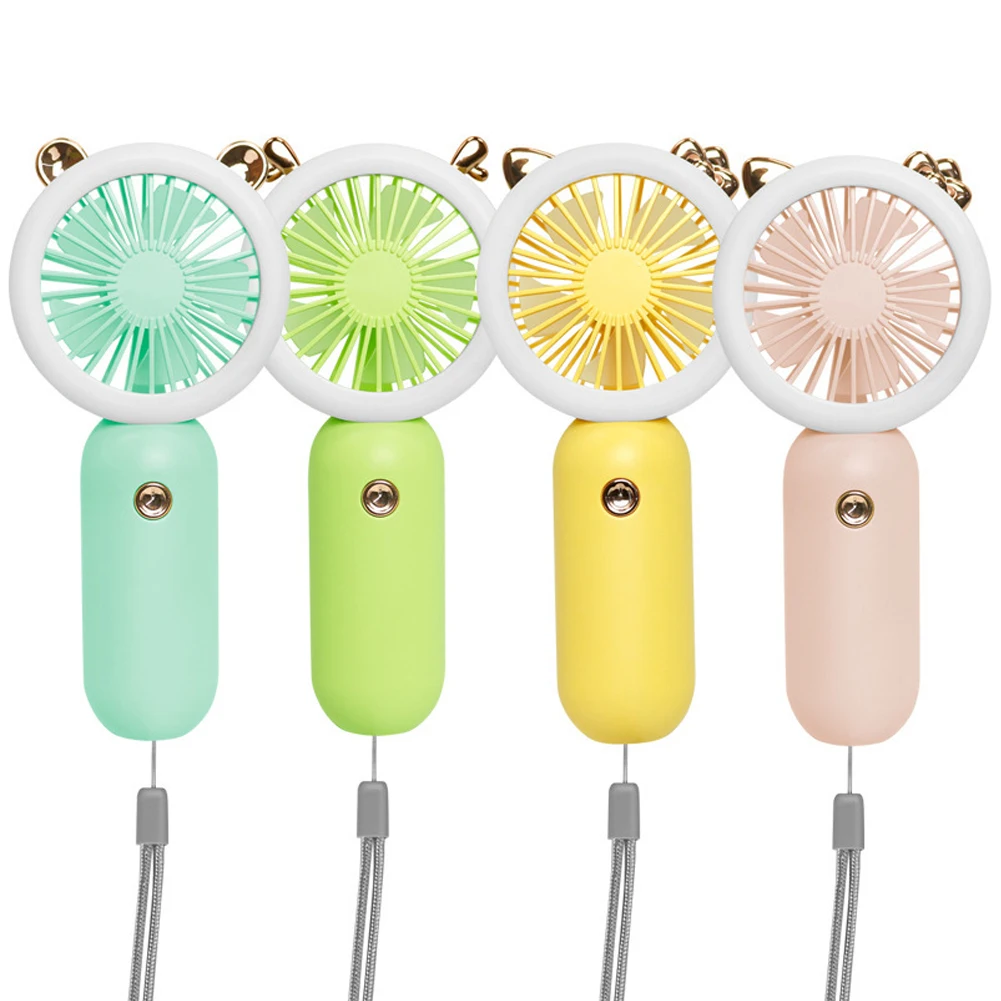 USB Handheld Mini Fan USB Rechargeable Cooling Fans Cute Portable Night Light Summer Small Pocket Fan Cartoon Mute Fans