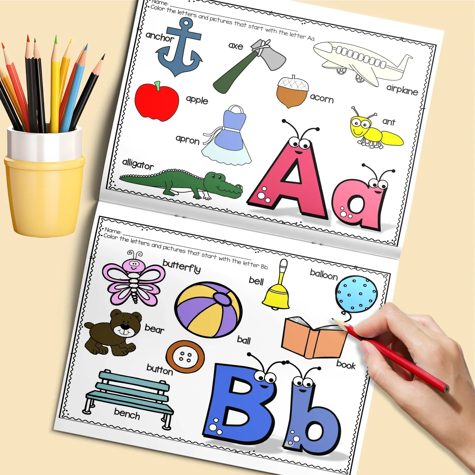 Alphabet Coloring Book for Kids, Toddlers ABC Letter Coloring Workbook, Preschool Learning Activity Book