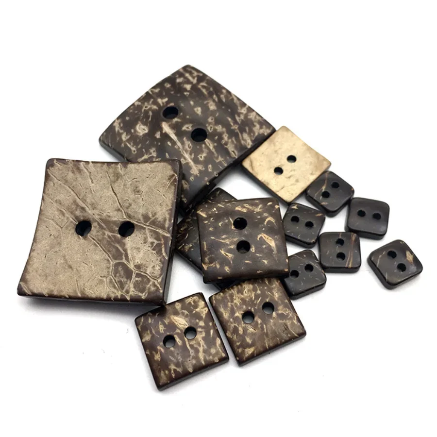 20pcs Brown Coconut Shell Sewing Buttons Retro 2 Holes Square Button For Clothing Scrapbooking garment Accessories DIY Crafts