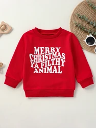 Toddler Baby Christmas Sweatshirts Casual Long Sleeve Letter Print Pullover Sweatshirts Tops Kid Winter Tops Clothes 2023