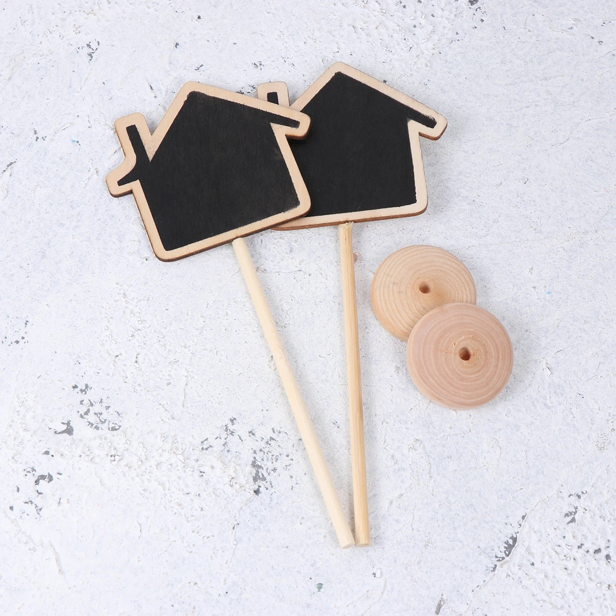 

10Pcs Wooden Mini Blackboard Decorative Chalkboard House Shape Base for Shop Bar Coffee House Message Writing Board