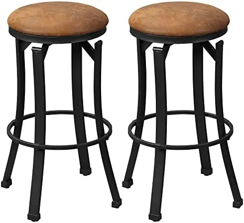 

Stools Set of 2, Vintage Barstools with Footrest and Microfiber Cloth, 29 Inch Height Stool with Powder-Coated Steel Legs for K