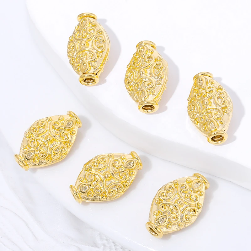 18K Gold Plated Oval Loose Beads Spacer Beads For Jewelry Accessories,Separator For Beads,DIY Bracelet Making Supplies