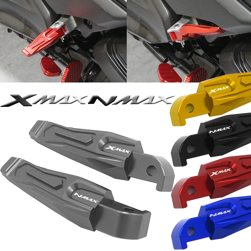 Pegs do pé traseiro para YAMAHA, suportes para os pés do passageiro, acessórios da motocicleta, NMAX155, NMAX125, XMAX300, XMAX250, 2017-2024