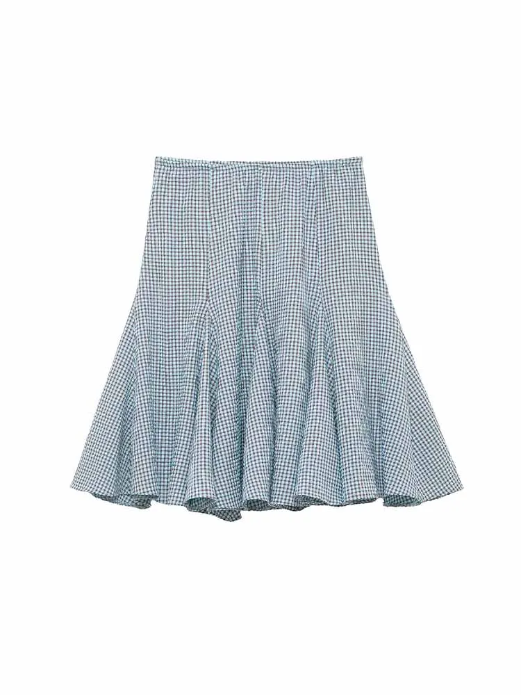 

Женская элегантная юбка средней длины HH 2026: модная плиссированная юбка в мелкую клетку с эластичным поясом, повседневная, с высокой талией, волнистая, широкая