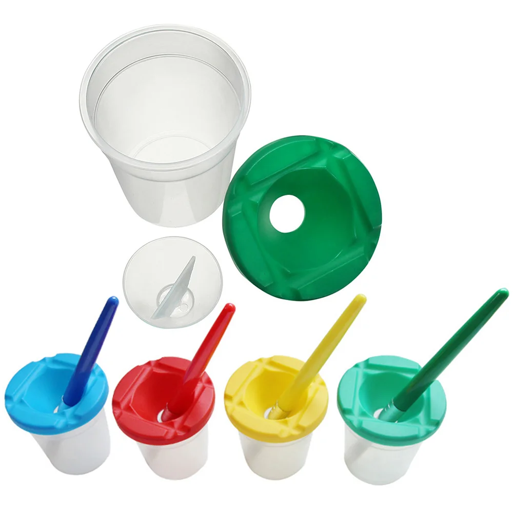 5pcs Paint Cups: Spill-Proof Washable Painting Containers With Lids For Watercolor Oil Gouache Art Supplies Lightweight