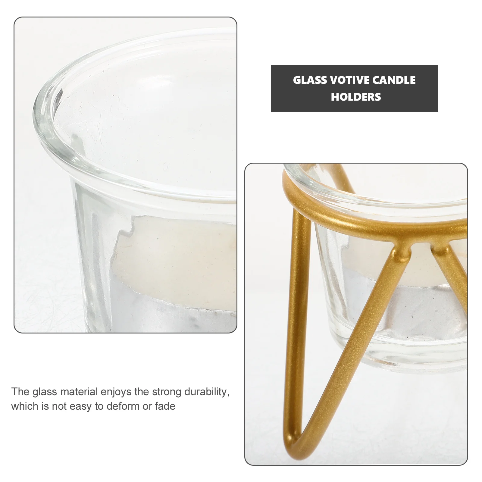 

2Sets Wrought Iron Holders Simple Geometric Design Tealight Holders Decorative Desktop Home Wedding Photography Props