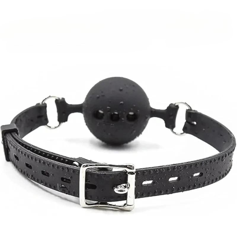 Silicone Mouth Gag Belt Mouth Bondage Sex Toys Faux Leather Adjustable Plastic Ball Adult Flirting Roleplay Game Couples BDSM view 2