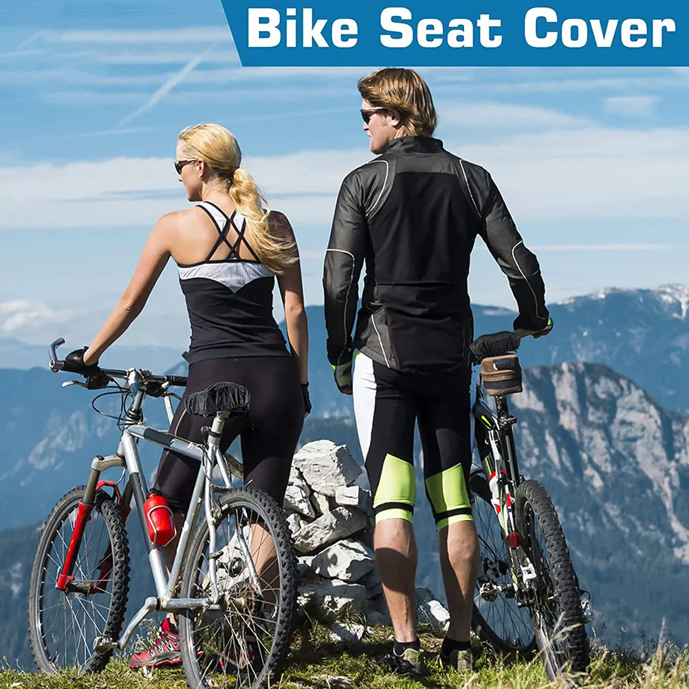 

2pcs Bicycle Seat Covers Waterproof Elastic Straps Bike Saddle Cover Rain Proof Oxford Cloth Black Color Fits All Types Bike
