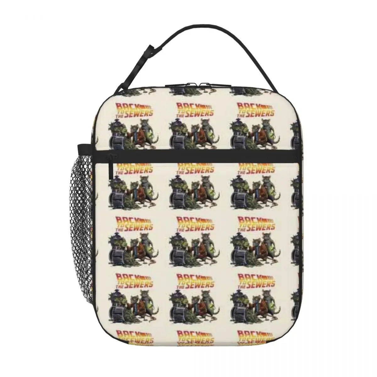 Bestselling Back To The Sewers Neoprene Texture Foldable Lunch Bag Cycling Trip Reusable Lunch Bag