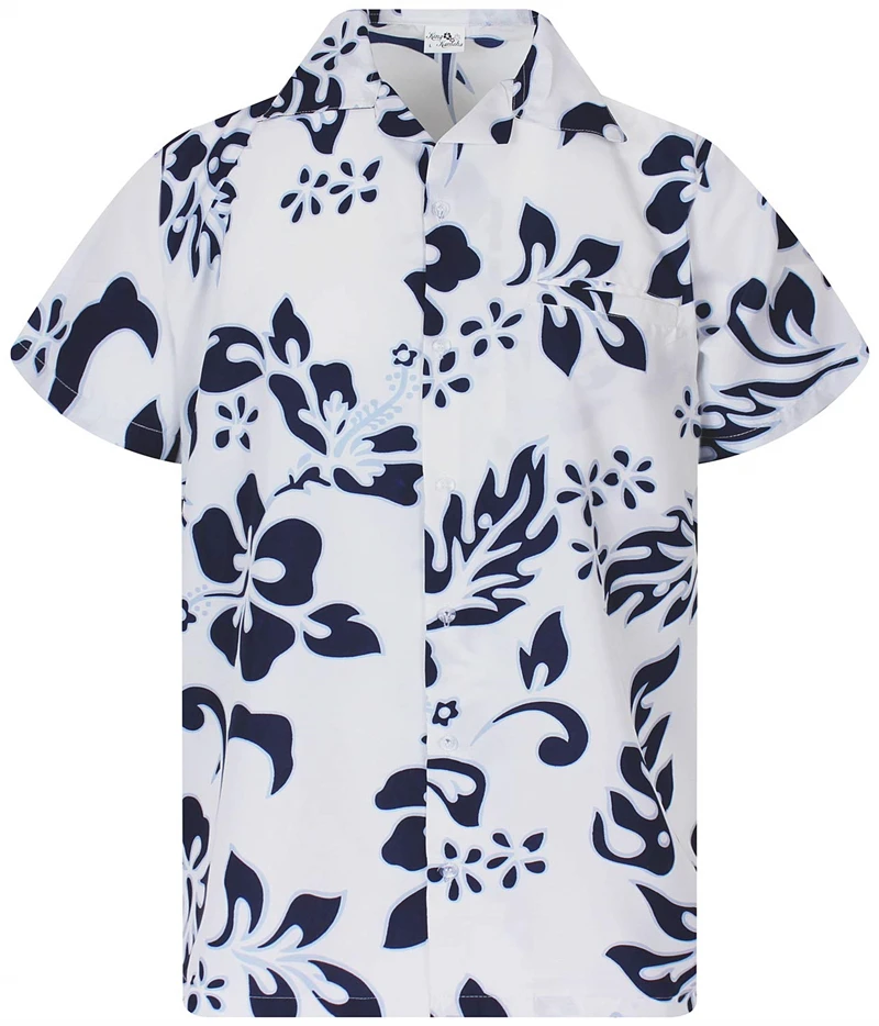 Hawaiian Shirt Men Funky Casual Button Down Shortsleeve Unisex Flowers Beach Flower Hibiscus Tees Streetwear Shirts Wholesale