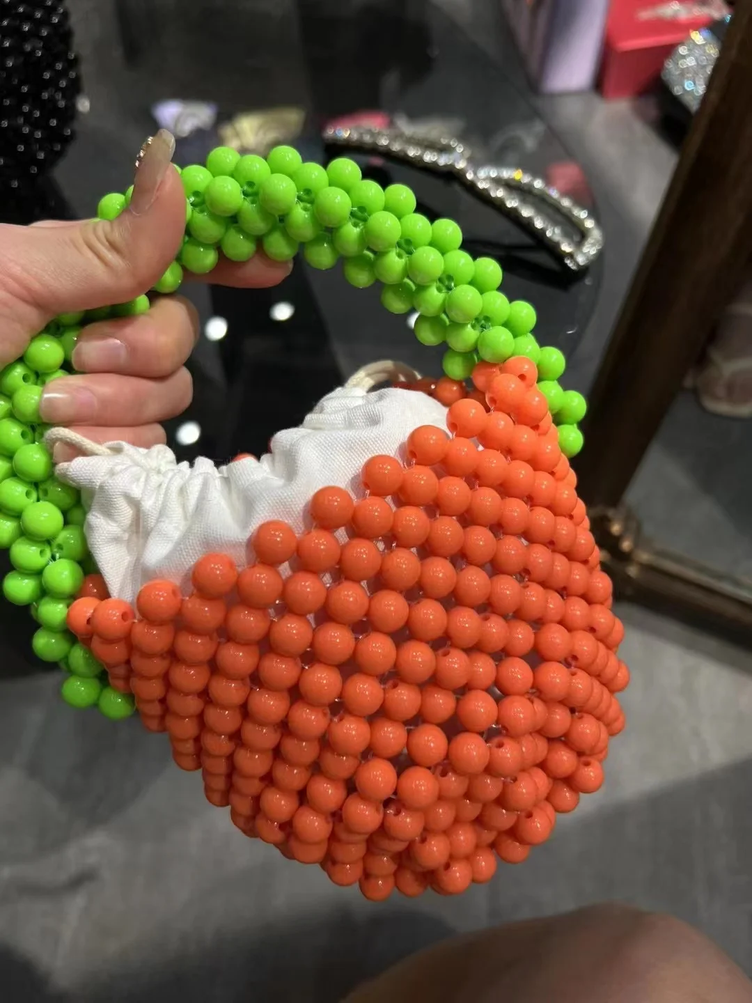 

Summer Women Fashion Bead Handbag Colorful Handmade Beading Mini Bag Lady Cute Purse Female Shoulder Crossbody Bag